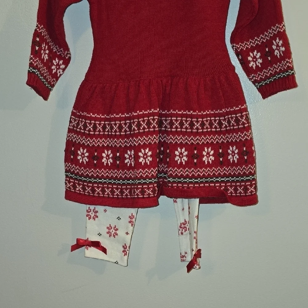 Blueberi Boulevard Festive Red and White Girls Holiday Dress And Tights